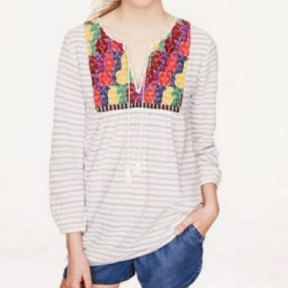 NWT J. Crew Embroidered Stripe Tunic. Women's size XXS - Picture 7 of 13